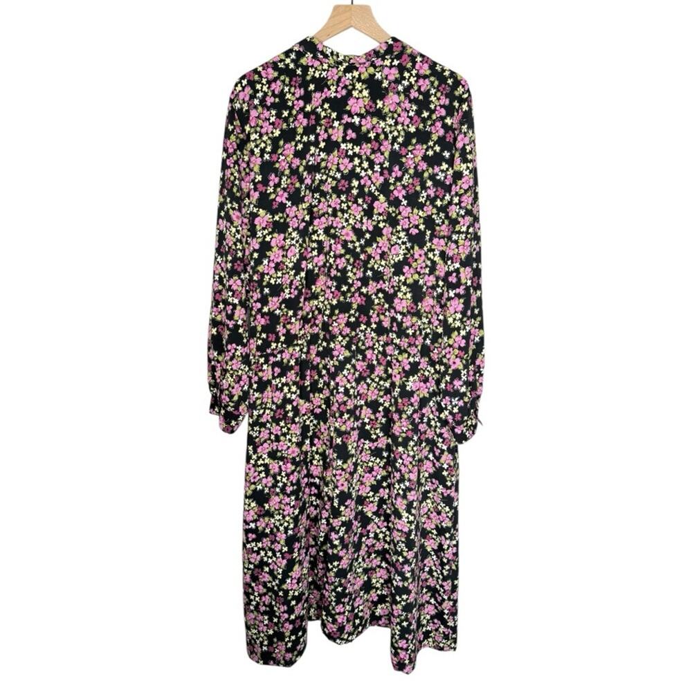 Vintage 90s Elizabeth Williams Floral Long Dress Black Purple Pink Plus Size 3XL - Picture 3 of 7